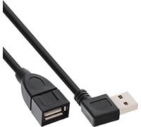 InLine 34610R Smart - Cable alargador USB 2.0 en ángulo recto (macho a hembra, tipo A, 1 m), color negro