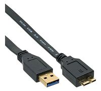 Inline 35430F - Cable Plano USB 3.0 (Conector A a Conector Micro B, 3 m), Color Negro