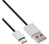 InLine Cable USB 2.0, tipo C macho a A macho, negro/aluminio, flexible, 0,5m