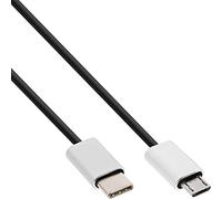 InLine 35846 - Cable USB (0,5 m, USB C, Micro-USB B, 2.0, Male connector / Male connector, Aluminio, Negro)