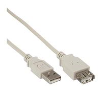 InLine 3m USB 2.0 - Cable USB (Macho/Hembra, Níquel, 480 Mbit/s, 3 m, USB A) Beige