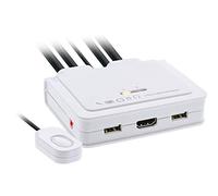 InLine 62614I - Conmutador KVM (2 enchufes, USB-C + HDMI a HDMI, 4K, con audio, cable integrado)