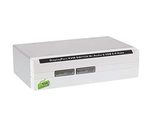 InLine 63632i KVM Desktop Switch, 2 Capas, DisplayPort 1.2, 4 K, USB 2.0, Audio Plata