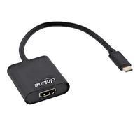 InLine 64101B adaptador de cable de vídeo 0,2 m USB C HDMI Negro - Adaptadores de cable de vídeo (0,2 m, USB C, HDMI, Macho, Hembra, Oro)