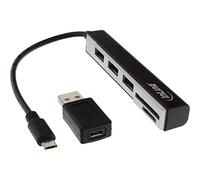 InLine® 66775 °C USB OTG Lector de Tarjetas 3 Puertos USB 2.0 Hub para SDXC/Micro SD con Adaptador