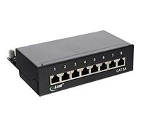InLine 76808A RAL9005 - Panel de conexiones plano (cat. 6A, 8 orificios, montaje en carril DIN TS35), color negro