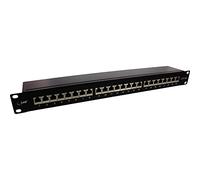 InLine 76824S RAL9005 - Panel de conexiones (cat. 6A, 24 orificios, 48,26 cm/19"), color negro