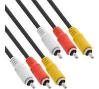 InLine 89611 cable de vídeo compuesto 1 m 3 x RCA Negro - Cables de vídeo compuesto (1 m, 3 x RCA, Negro, Níquel, Macho/Macho)