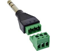 Inline 92504L - Adaptador estéreo de 6,35 mm a Bloque de Terminal, 3 Pines, sin Soldadura, Abrazadera de Tornillo de Audio para proyectos de Bricolaje y Estudio de grabación