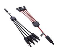 InLine 95040 - Cable solar (4 enchufes, 0,42 m, IP68, impermeable, resistente a los rayos UV, compatible con MC4/Standard4/PV4, distribuidor en Y), color negro y rojo