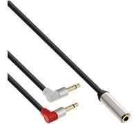 InLine 99251 Slim Audio - Cable adaptador para auriculares (2 conectores ST de 3,5 mm a clavija de 3,5 mm, conector BU de 3 pines, 0,15 m)