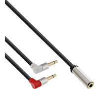 InLine 99251B - Cable adaptador para auriculares (2 conectores jack macho de 3,5 mm a hembra de 3,5 mm, 3 pines, 2 m), color negro