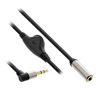 InLine Cable de audio 99253C – Conector Jack 3,5 mm acodado, control de volumen, 0,25 m