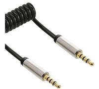 InLine 99271 Slim Audio - Cable de audio en espiral (clavija jack de 3,5 mm, ST/ST, 4 pines, estéreo, 1 m)