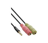 InLine 99302K - Cable Adaptador para Auriculares (Conector Jack de 3,5 mm, 4 Polos a 2 Conectores Hembra de 3,5 mm, 2 m)