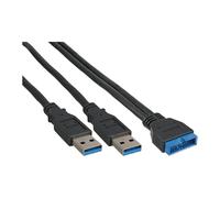InLine Adaptador 2 x USB 3.0 Negro