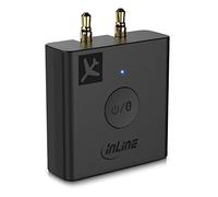 InLine - Adaptador de avión Bluetooth 5.0 transmisor de Audio para TV, PC, HiFi, aptX, Adaptador Universal para Sistemas auxiliares de 1, 2 y 3 Pines, con Estuche de Carga, para Auriculares y AirPods