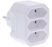 Inline Adaptador de conexión con Cubierta de Contacto Adicional, 3 Tomas Europeas en Enchufe de protección, Blanco, 16471A
