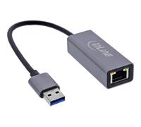 Inline Adaptador de Red USB 3.2 USB-A a RJ45, Adaptador Gigabit LAN para conexión Estable, Plug & Play, Carcasa de Aluminio, 33380P