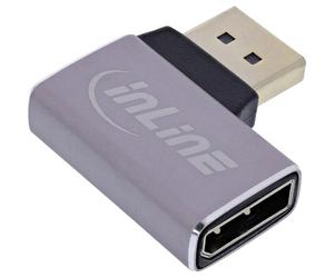InLine Adaptador DisplayPort 1.4 en ángulo Recto de 90°, Conector DP Macho a Hembra, Compatible con 8 K, 17291D