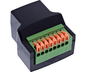 InLine Adaptador RJ45 hembra a bloque de terminal, 8 pines, abrazadera de inserción sin herramientas para cables individuales, cableado de red simple, 92505E