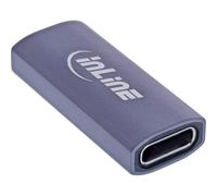 InLine® Adaptador USB 4 USB-C Hembra a USB-C Hembra, Velocidad de Transferencia de Datos de 40 GB/s, Entrega de Potencia de 240 W, vídeo 8K @ 60Hz, Carcasa de Aluminio, Color Gris, 35900E