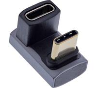 InLine® Adaptador USB 4 USB-C Macho a USB-C Hembra 180°, Velocidad de Transferencia de Datos de 40 GB/s, Entrega de Potencia de 240 W, vídeo 8K @ 60 Hz, Carcasa de Aluminio, Color Gris