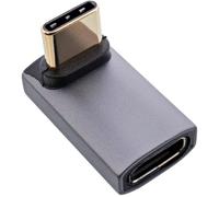 InLine® Adaptador USB 4, USB-C Macho a USB-C Hembra en ángulo Superior/Inferior, Velocidad de Transferencia de Datos de 40 GB/s, Entrega de Potencia de 240 W, vídeo 8K @ 60Hz, Carcasa de Aluminio