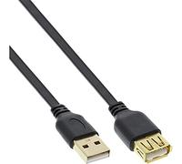 InLine® Alargador de cable plano USB 2.0, conector A macho/hembra, negro, contactos dorados, 1,5 m