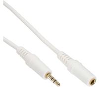 InLine Alargador de jack, clavija jack de 3,5 mm / toma jack, estéreo, blanco / dorado, 5m
