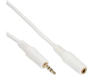 InLine Alargador de jack, clavija jack de 3,5 mm / toma jack, estéreo, blanco / dorado, 5m