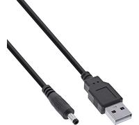 InLine® Cable adaptador de corriente USB CC, conector USB A a CC 4,0 x 1,70 mm, conector hueco, negro, 1 m