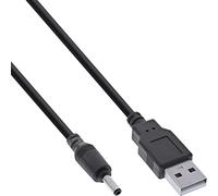 InLine® Cable Adaptador de Corriente USB DC (Conector USB A a Conector Hembra DC 3,5 x 1,35 mm, 2 m), Color Negro