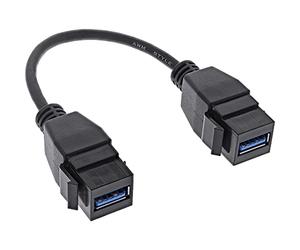 InLine® Cable Adaptador USB 3.2 Gen1, 2 Conectores Keystone, 2 Puertos USB A Keystone, 0,2 m