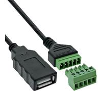 Inline Cable Adaptador USB-A Hembra a Bloque de terminales de 5 Pines, Cable de conexión para alimentación y líneas de Datos, código de Colores, 1 m, Bricolaje y reparación, 92504H