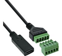 Inline Cable Adaptador USB-C Hembra a Bloque de terminales de 5 Pines, Cable de conexión para alimentación y líneas de Datos, código de Colores, 1 m, 92504F
