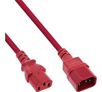 InLine® Cable alargador C13 a C14, Color Rojo, 0,3 m