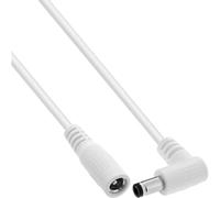 Inline Cable alargador CC, Conector acodado 5,5 x 2,1 mm, Blanco, 3 m | 3 m, AWG 18, 12-24 V DC, 140 W, enchufe recto, cubierta de PVC, ahorro de espacio