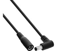 Inline Cable alargador CC, Conector acodado 5,5 x 2,1 mm, Negro, 5 m | 5 m, AWG 18, 12-24 V DC, 140 W, enchufe recto, cubierta de PVC, ahorro de espacio
