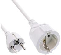 Inline Cable alargador CEE 7/7 Macho/Hembra, 1 m, Color Blanco | Para interiores, certificado GS con protección infantil, 230 V, H05VV-F3G1,5, 16400 W