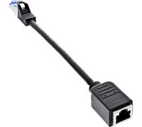 InLine® Cable alargador RJ45 S/FTP (PiMf), Cat. 6A, sin halógenos, Cobre, Negro, 0,2 m