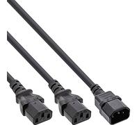 InLine - Cable de alimentación (1 Conector Hembra, 2 Conectores machos, 1,8 m), Color Negro