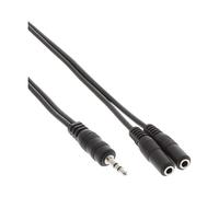 InLine - Cable de audio (clavija jack de 3,5 mm a 2 conectores hembra de 3,5 mm, estéreo), color negro negro Negro 2 m