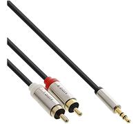 InLine® - Cable de audio delgado (conector jack de 3,5 mm, 2 conectores RCA ST, 1 m)