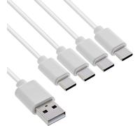 InLine Cable de carga 4 en 1, USB-A a 4 puertos USB-C, potencia de carga de hasta 25 W, cable de carga cuádruple compacto para gadgets, sin carga rápida, blanco, 0,5 m, 35146 W