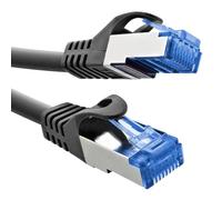 InLine Cable de conexión Cat.6A, S/FTP, TPE (LSZH), CCA, PoE, LAN, Ethernet, cable de red, RJ45 Gigabit, negro, 0,3 m, 72633S