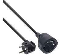 InLine Cable de extensión, Cable de alimentación, 1 m, Conector acodado/Hembra, H05VV-F, para Interiores, Mayor protección táctil, Negro, 16400Y