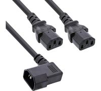 Inline Cable de Red en Y para Equipos de refrigeración IEC-C14 a 2 x | Diseño negro, gestión de cables que ahorra espacio para situaciones de instalación compactas