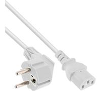 Inline Cable de alimentación, conectado a tierra, en ángulo para conector IEC C13, 1,8 m, blanco