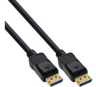 InLine Cable DisplayPort 2.1 UHBR20 80 Gb/s, conectores dorados, 1 m | Conectores bloqueables, 30 AWG, doble blindaje, revestimiento de PVC, carcasa ABS negra